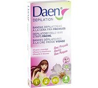 DAEN bandas depilatorias faciales cera fría rosa mosqueta 16 uds