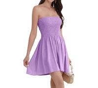 Daenery Vestido Corto de Verano para Mujer, con Tirantes Delgados, sin Mangas, Espalda Descubierta, Cintura Alta, Púrpura Violeta, M