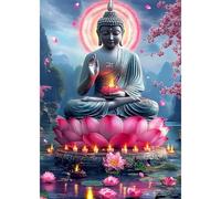 DAERLE 5D Diamond Painting Buda, Pintura de Diamantes, Buda loto, DIY Cristal Pintura De Diamante Para, kit de arte de mosaico, ideal para principiantes 30x40cm