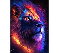 DAERLE Diamond Painting, León Colorido Pintura Diamante Kits Completos, Kits de Punto de Cruz para Adultos, Kit de Pintura de Diamantes Cuadros Diamantes 5D Artes Artesanal para la Decoración 30X40cm