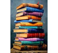 DAERLE DIY Libros para leer Pintura Diamante Kit para Principiantes, Libros multicolores, 5D Diamond Painting Kit Adultos, Punto de Cruz Diamante Lienzo 30x40 cm