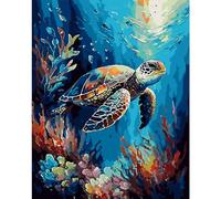 DAERLE Pintar por Numeros Criaturas del mar, DIY cuadros para pintar por numeros Kit Tortuga marina, Pintar por Numeros Adultos de Lienzo decoración para el hogar 40x50cm (Sin Marco)