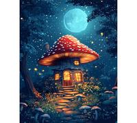 DAERLE Pintura Acrilica por Números para Adultos y Principiantes, Seta Mágica, Acuarela Painting by Number Kit con 3 Pinceles, decoración para el hogar 30x40cm Sin Marco, Casa en el bosque