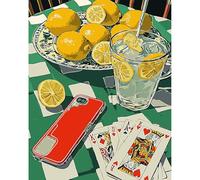 DAERLE Pintura por Números para Adultos, Limones dorados, Kit de Pintura al óleo de Lienzo para con Pinceles, DIY Pintura por Números Para Decoración Del Hogar, Sin Marco 30x40 cm, Naipes