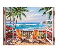 DAERLE Playa de arena Kit pintura de diamante 5D con taladro completo, 5D Diamond Pintura de Paisaje, Kit de Arte de Cristal para Adultos y Niños, Decoración de Pared 40x30cm