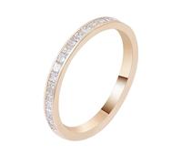 Daesar Anillo Alianza Boda de Mujer con Media Eternidad Cuadrado con Moissanita, Oro Amarillo 14K, Talla 8(48mm), Anillos de Boda Oro