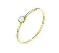 Daesar Anillo Alianzas Boda Mujer con Perla Solitaria, Oro Amarillo 14K, Talla 17(57mm), Anillos de Boda Oro