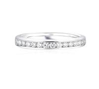 Daesar Anillo Compromiso Boda para Mujer con Media Eternidad 2MM Redondo con Moissanita, 950 Platino, Talla 14(54mm), Anillos para Boda Plata