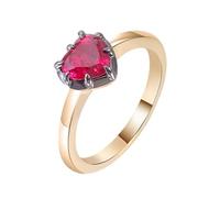 Daesar Anillo de Matrimonio de Mujer con Corazón Solitario con Rubí Creado de 3ct, Oro Amarillo 14K, Talla 9(49mm), Anillos Compromiso Oro