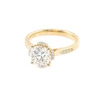Daesar Anillo Mujer Prometida con 4 Garras Redonda con Moissanita de 1ct, Oro Amarillo 18K, Talla 20(60mm), Anillos Prometida Oro