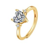 Daesar Anillo Mujer Prometida con Corazón con Diamante Creado, Oro Amarillo 9K, Talla 17(57mm), Anillos Matrimonio Oro
