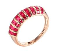 Daesar Anillo Prometida Mujer con Cuadrado con Rubí Creado de 1.87ct, Oro Rosa 14K, Talla 14(54mm), Anillo Alianza Oro Rosa