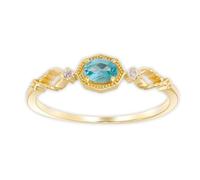 Daesar Anillo Prometida Mujer con Ovalado con Apatita y Moissanita, Oro Amarillo 9K, Talla 11(51mm), Anillos Alianzas de Boda Oro