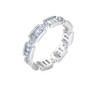 Daesar Anillo Prometida Mujer con Rectángulo con Moissanita, Oro Blanco 18K, Talla 20(60mm), Anillos Alianzas de Boda Plata
