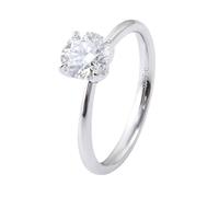 Daesar Anillo Prometida Mujer con Redondo Solitario con Moissanita de 2ct, Oro Blanco 18K, Talla 18(58mm), Anillo Matrimonio Plata