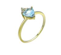 Daesar Anillos Boda de Mujer con Triángulo con Topacio Creado y Moissanita, Oro Amarillo 9K, Talla 16(56mm), Anillos de Matrimonio de Boda Oro