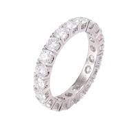 Daesar Anillos de Compromiso Matrimonio Mujer con Eternidad Redondo con Moissanita de 0.35ct, Oro Blanco 9K, Talla 17(57mm), Anillos para Compromiso Plata
