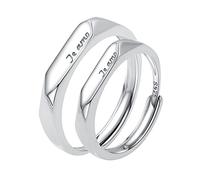 Daesar Anillos de Parejas Plata de Ley Ajustable 1 Par Anillos Mujer Hombre Grabado Te Amo Anillos de Parejas Plata