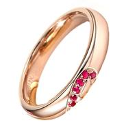 Daesar Anillos Mujer Matrimonio con Corazón Puzzle con Rubí Creado, Oro Rosa 9K, Talla 7(47mm), Anillos de Compromiso Matrimonio Oro Rosa