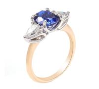 Daesar Anillos para Matrimonio Mujer con 4 Garras Oval con Zafiro Creado de 3ct y Moissanita, Oro Amarillo 14K, Talla 18(58mm), Anillo de Promesa Oro Azul