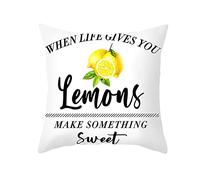 Daesar Cojines Baratos,Funda de Cojines Sin Relleno,When Life Gives You Lemons, Make Something Sweet. Fundas de Cojines de Sofas 50 50 Amarillo Negro Blanco