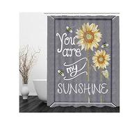 Daesar Cortina Ducha Antimoho 150x180,Girasoles y Abejas You Are My Sunshine Cortinas Ducha Poliéster Gris Amarillo Anillas Cortina de Baño