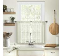 Daesar Cortinas Cortas 2 Piezas para Cocina 63.5 W x 78 H CM,Cortina Dormitorio Matrimonio Color Sólido Cortina de Cocina Beige(Bolsillo para Varilla)