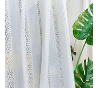 Daesar - Cortinas Dormitorio 2 Piezas Semi Opacas 107W x 214H CM,Cortina de Salon Jacquard de Encaje Hueco Cortinas de Dormitorio Blanco(Ojal)