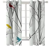 Daesar - Cortinas Opacas 2 Piezas,Cortinas Habitacion 264x183CM Cortinas Opacas para Ventanas Negro Blanco Rojo Amarillo Cortina Poliester Salon Lunares
