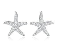 Daesar Mujer Pendientes Chapado en Plata Pendientes Plata Estrella de Mar Pendientes de Plata