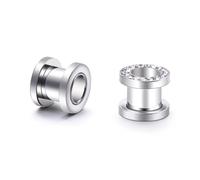 Daesar Plugs 1,6 - 10 mm, túnel de oreja de acero inoxidable, plata con circonita, juego de expansores de piercing, circonita cúbica
