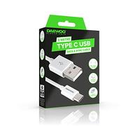 Daewoo Cable USB Tipo C de Carga rápida de 3 Metros para conexión de Fecha y sincronización, Nivel de Potencia 5 V 2,1 A, Uso con Adaptador Compatible