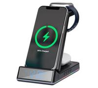 Daewoo Cargador inalámbrico, Soporte de Cargador inalámbrico Plegable 5 en 1, Certificado Qi, Carga rápida, Compatible con teléfonos y Auriculares habilitados para Apple, Samsung y QI para el hogar y