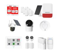 Daewoo Security - Alarma de casa conectada sin suscripción - Smart Protect Advanced MAX con cámaras HD, Sirena Solar y Detector de Humo - Alexa & Google Home