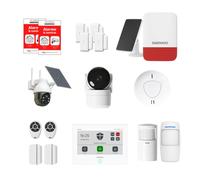Daewoo Security - Alarma de casa conectada sin suscripción - Smart Protect Advanced Plus con cámaras HD, Sirena Solar y Detector de Humo - Alexa & Google Home