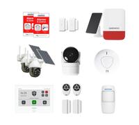Daewoo Security - Alarma inalámbrica WiFi Smart Home - Ultimate Essential Pack con 2 cámaras solares para Exteriores, cámara Interior y Sirena - sin suscripción - Compatible con Alexa y Google Home