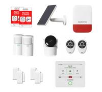 Daewoo Security Pack Touch Essential+ - Alarma de casa conectada sin suscripción con cámara HD, Sirene Solar, 4 sensores de Puerta, 2 sensores de Movimiento - Compatible con Alexa y Google Home