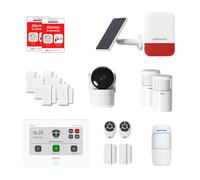 Daewoo Security Smart Protect MAX - Pack de Alarma para casa conectada con cámara HD, Sirena Exterior Solar y 8 contactores de Puerta - Compatible con Alexa & Google Home