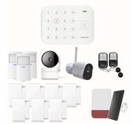 Daewoo Vigilia VIG104 - Sistema inalámbrico y sin suscripción, Compatible con Animales, detectores y Sirena Solar incluida + cámaras de vigilancia Full HD, aplicación incluida