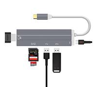 Daffodil HUB05 Hub USB C HDMI 4K PD, Adapator USB C Pro 6 en 1 USB 3.0/2.0 USB C Lector Tarjetas SD/Micro SD Carga rápida MacBook Surface Tablet Android Windows 11/10 ChromeBook PC iPad