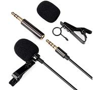Daffodil MCP100B Microfono Solapa Microfono de Condensador con Clip, 3,5 mm Micrófono lavalier Omnidireccional, Mini Microfono para PC/Movil/Entrevista/Videocámaras/Podcast/Grabadora/Vlog