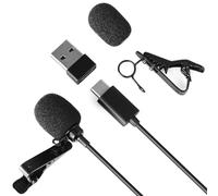 Daffodil Micrófono Lavalier de Solapa USB-C MCP150 - Micrófono de Condensador Omnidireccional Tipo C para PC, Smartphone, cámara, Podcast, Conferencias, TikTok, con USB Adaptador, Plug y Play