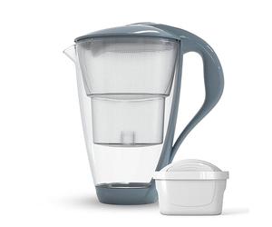Dafi Jarra Filtradora de Agua de Cristal CRYSTAL Gris 2L - in iltro de Agua UNIMAX, Sistema de Filtrado de Agua para Reducir la Cal, el Cloro, Sin BPA, Sensor LED - Jarra Filtrante de Agua