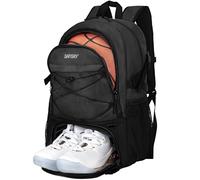 DAFISKY Mochila de Baloncesto con Compartimento para Pelotas, Bolsa de Baloncesto Grande con Compartimento para Zapatos, Bolsa de Equipo Deportivo, Negro -, Talla única, Talla única