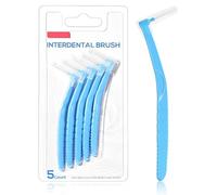 DAFNE 5Pcs Cepillo interdental Angulado, azul, 0,8 mm, interdentales interprox, eliminación de placa, limpieza interdental fácil y eficiente, hilo dental para espacios reducidos