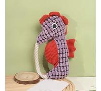 DAFORERAL Juguete de caballito de mar de peluche para perros con chirriador, juguetes masticables suaves pero duraderos para cachorros, tela antibolitas para un juego interactivo y cómodo (morado)