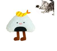 DAFORERAL Juguete de peluche con hierba gatera para gatos, campana interior, juguete resistente a las mordeduras para gatos de interior, opciones de forma de bola de arroz, galleta de huevo, bonito