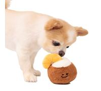 DAFORERAL Juguete de peluche de bola de coco - Alimentador lento interactivo y juguete chirriante para perros - Juguete atractivo para mascotas con sonido arrugado y BB para perros y gatos