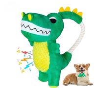 DAFORERAL Juguete interactivo chirriante para perros, diseño de dinosaurio de felpa, juguete masticable duradero para todas las razas de perros, juguete de entrenamiento y tira de guerra, material de