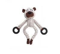 DAFORERAL Juguete masticable para perros, anillo de cuerda de animal chirriante de felpa interactivo para entrenamiento de limpieza de dientes y alivio del aburrimiento (oso)